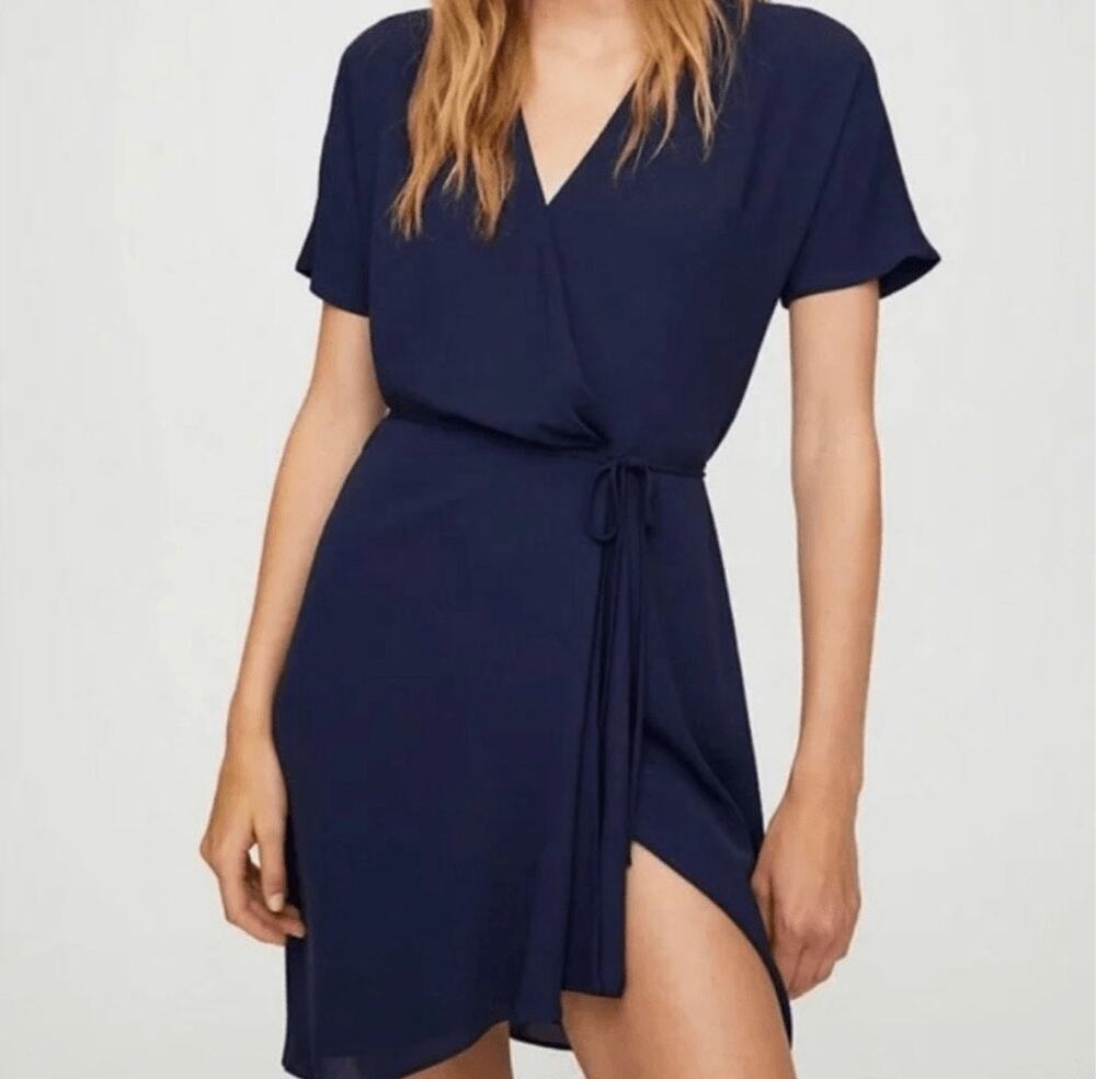 Aritzia Babaton Wallace Navy Blue Wrap Dress sz L